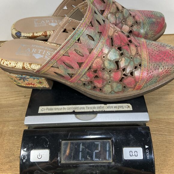 Spring Step L'Artiste Shoes Womens Size 36 Floral Cut Out Slip On Mules Colorful - Picture 12 of 12